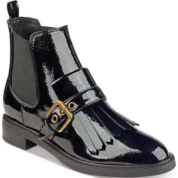 Marc Fisher Brigita Kiltie Buckle Booties Black SZ 8 - Picture 1 of 12